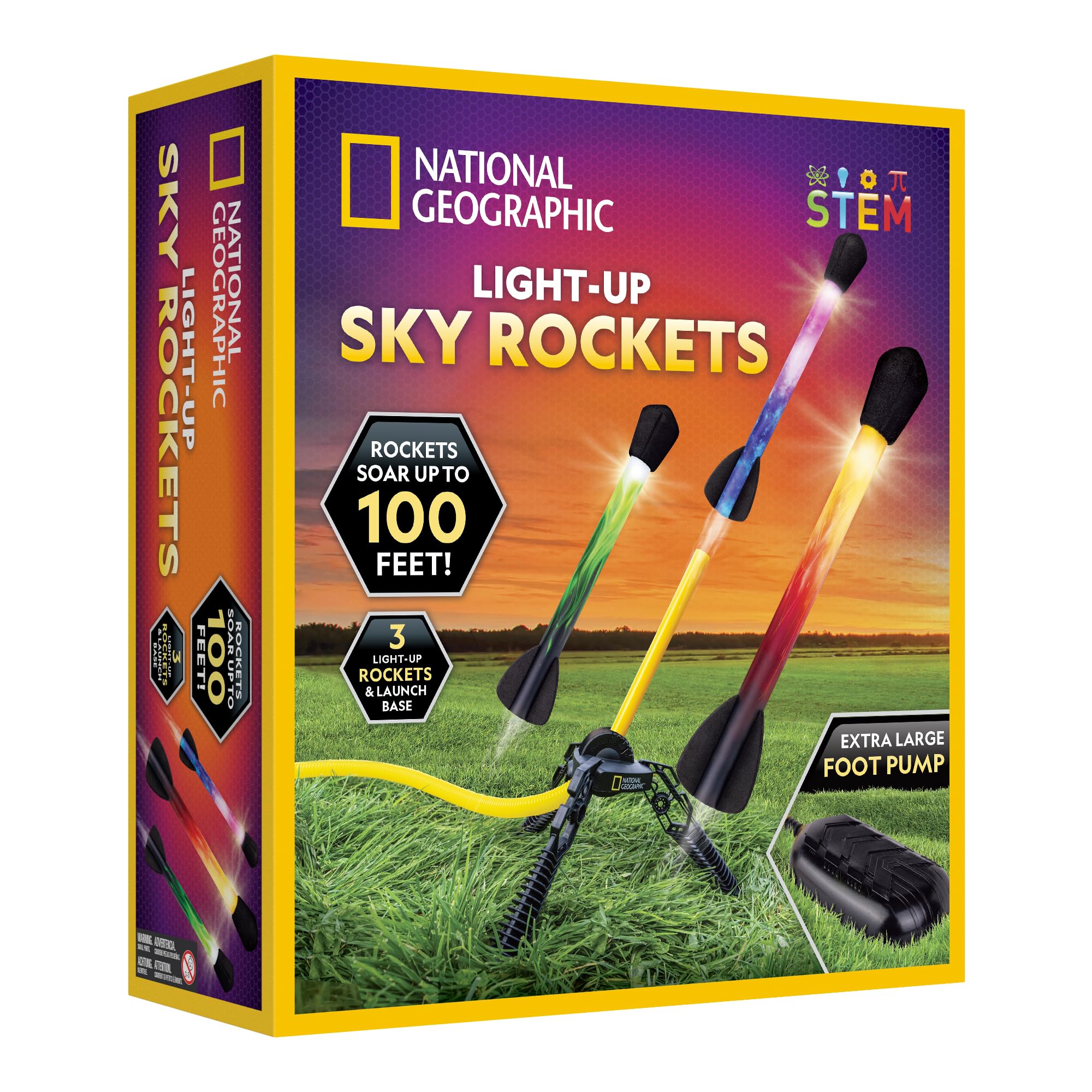 National Geographic LED Air Rocket Launcher Toy for Kids Ages 8-12 | Launches Up