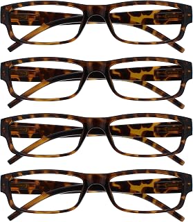 OPULIZE The Company Reading Glasses Brown Tortoise Lightweight Comfortable Readers Value Pack 4 Designer Style Men Women UVR4PK032BR +3.00