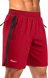 Pudolla Men's 5"/7" Athletic Running Shorts with 3 Zipper Pockets