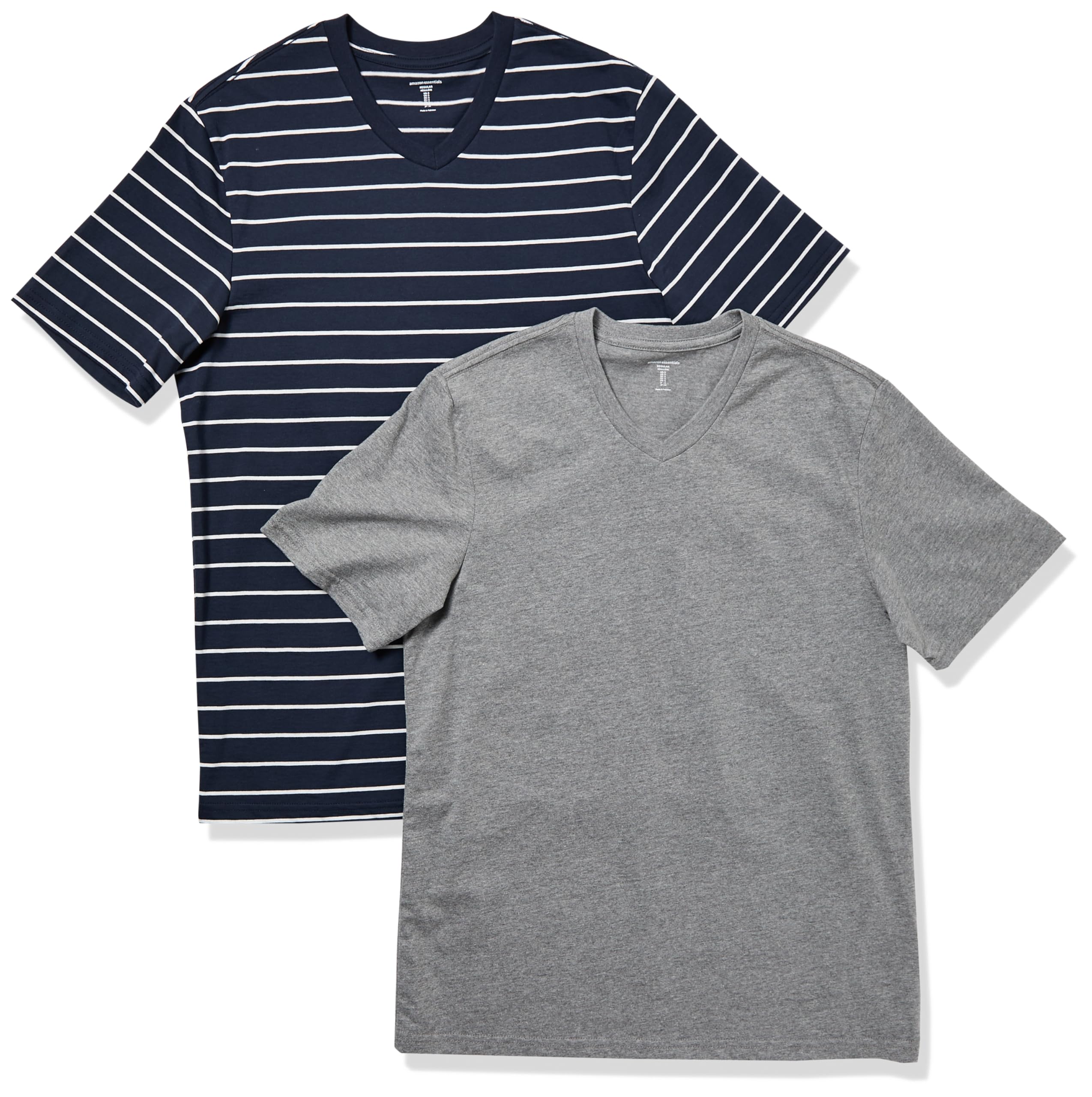[Amazon Essentials] 2枚組 Tシャツ Vネック 半袖 メンズ