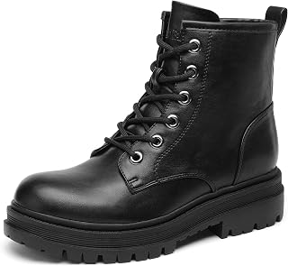 DREAM PAIRS Women's Combat Boots Lace-up Ankle Boots | Platform Side Zipper Lug Sole Boots, Low Chunky Heel Platform Fashion Booties Shoes, Short Booties