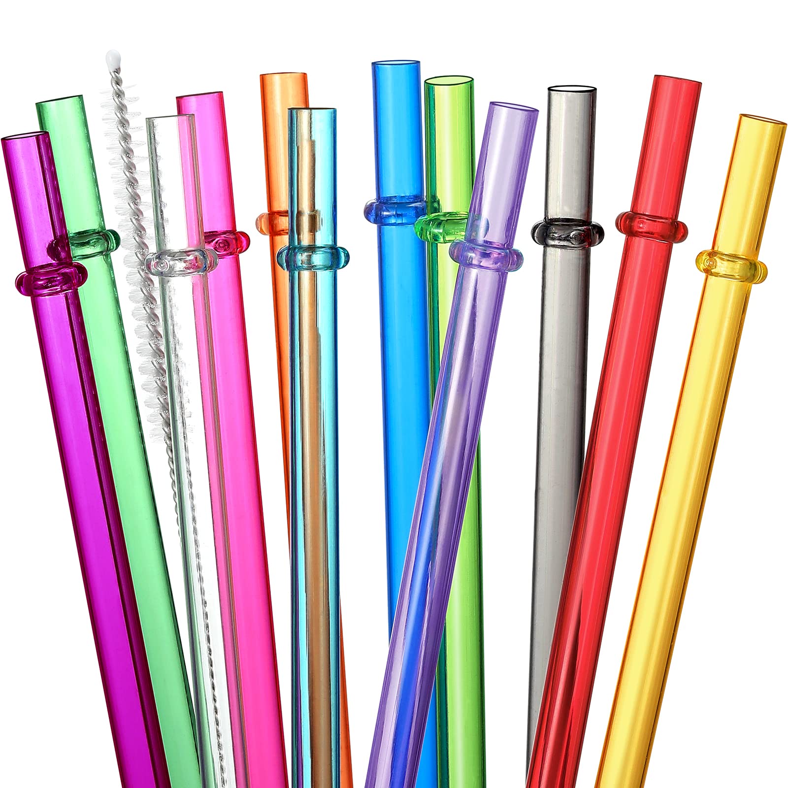 24 PCS, Reusable Straws with 4 Brushes, 10.5" Long Tritan Hard Plastic Straws, 1
