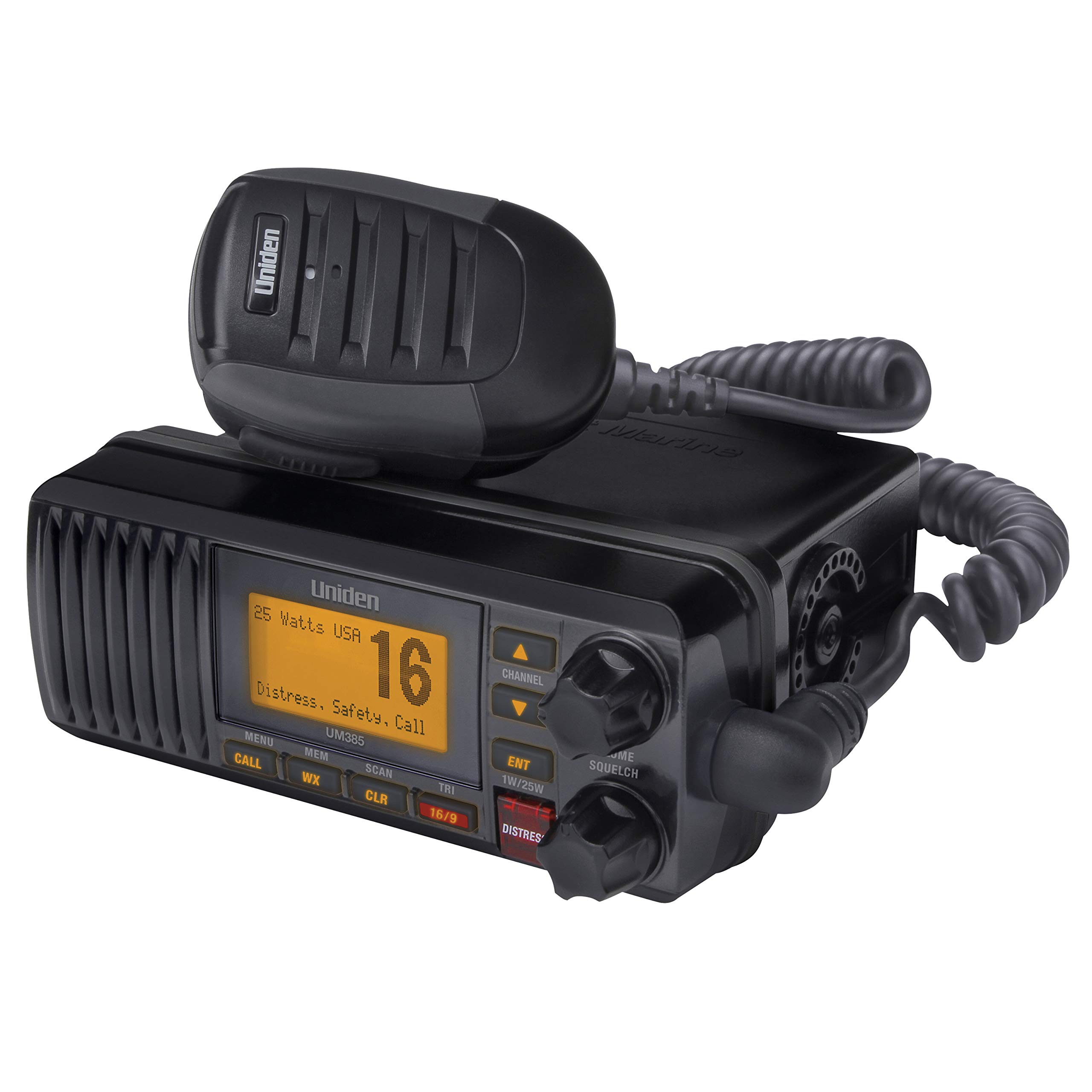 Uniden UM385BK 25 Watt Fixed Mount Marine VHF Radio, Waterproof, Noaa Weather Al