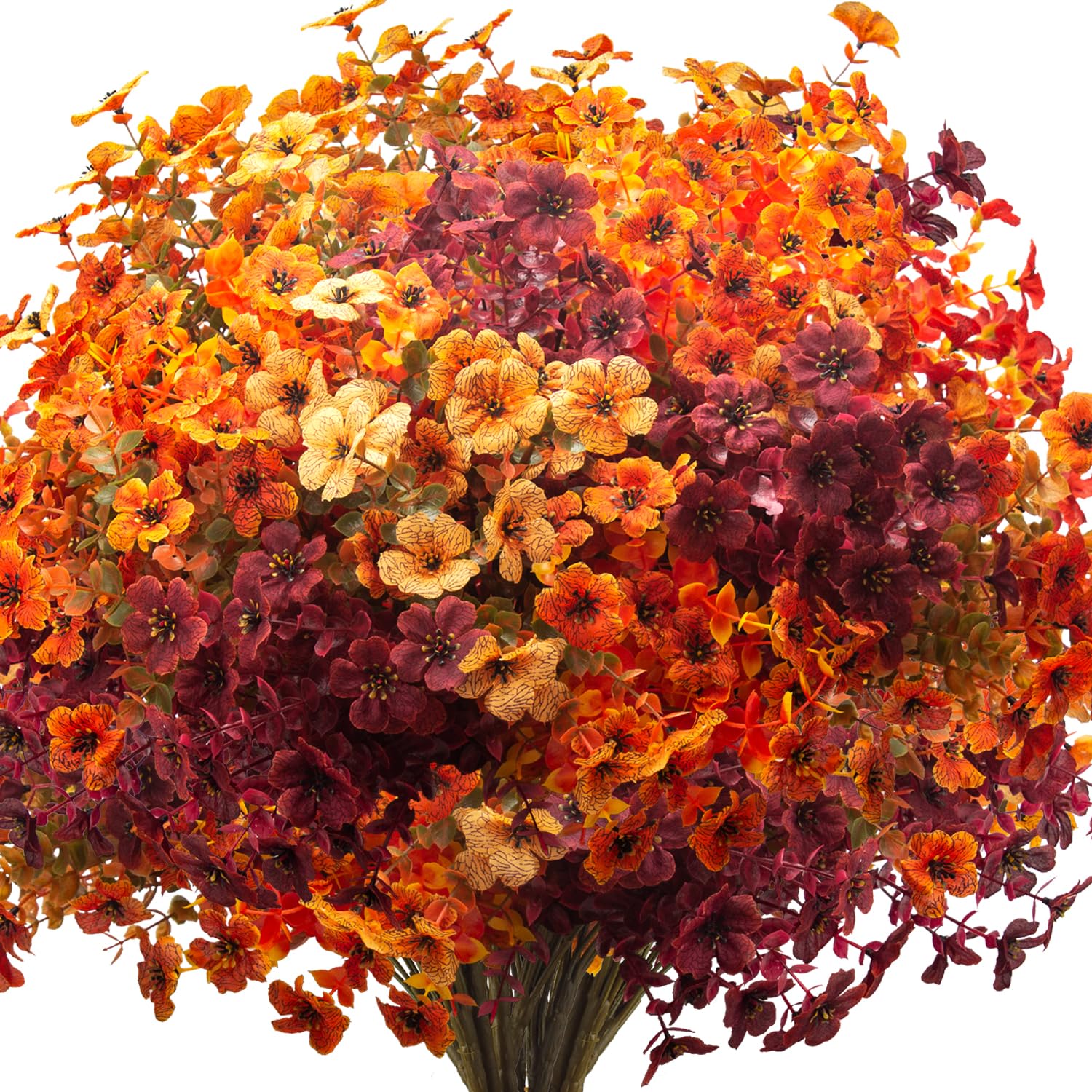 Grunyia 16 Bundles Artificial Fall Flowers Outdoor UV Resistant Faux Daisy, Colo