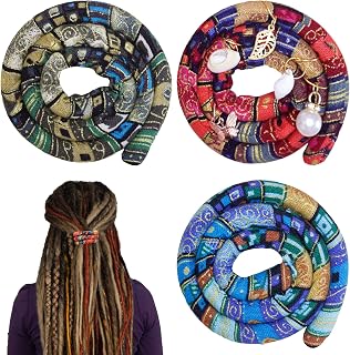 3 Pcs Spriral Lock Hair Tie dreadlock hair tie set dreadlock accessories for women and men dreadlocks ponytail holder Dread hair ties for braids thick curly hair (16 inches, Colorful)