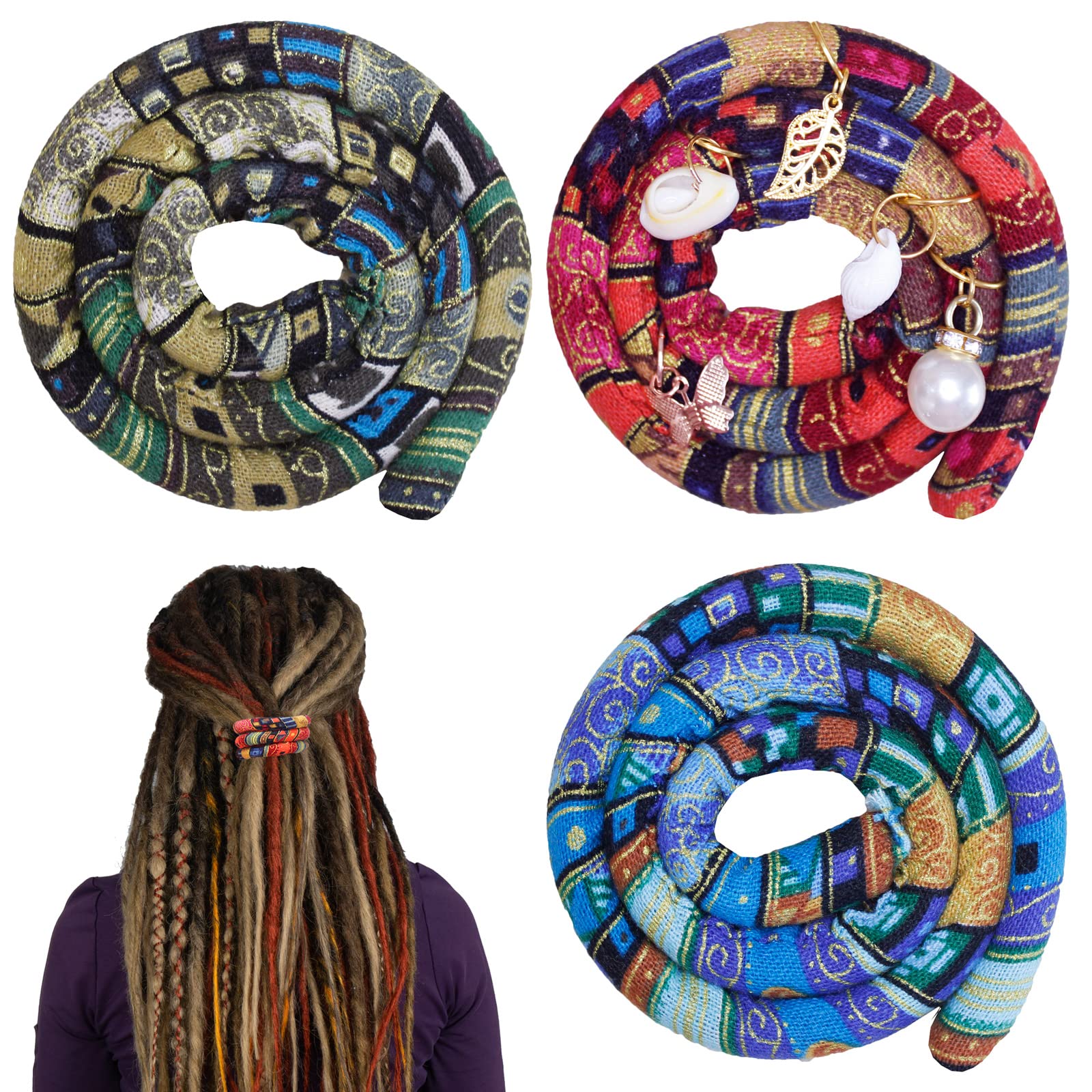 3 Pcs Spriral Lock Hair Tie dreadlock hair tie set dreadlock accessories for wom