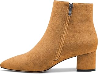 Castamere Women's Block Chunky Bottom Kitten Heel Heel Closed Pointed Toe Ankle Boots Slip-on Zipper Office Classic Dress Boots