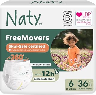 Eco by Naty Baby Diapers Pants - Hypoallergenic & Chemical Free, Absorbent & Eco-Friendly Briefs for Boys and Girls (Size 6-18 Count) (Pack of 2)
