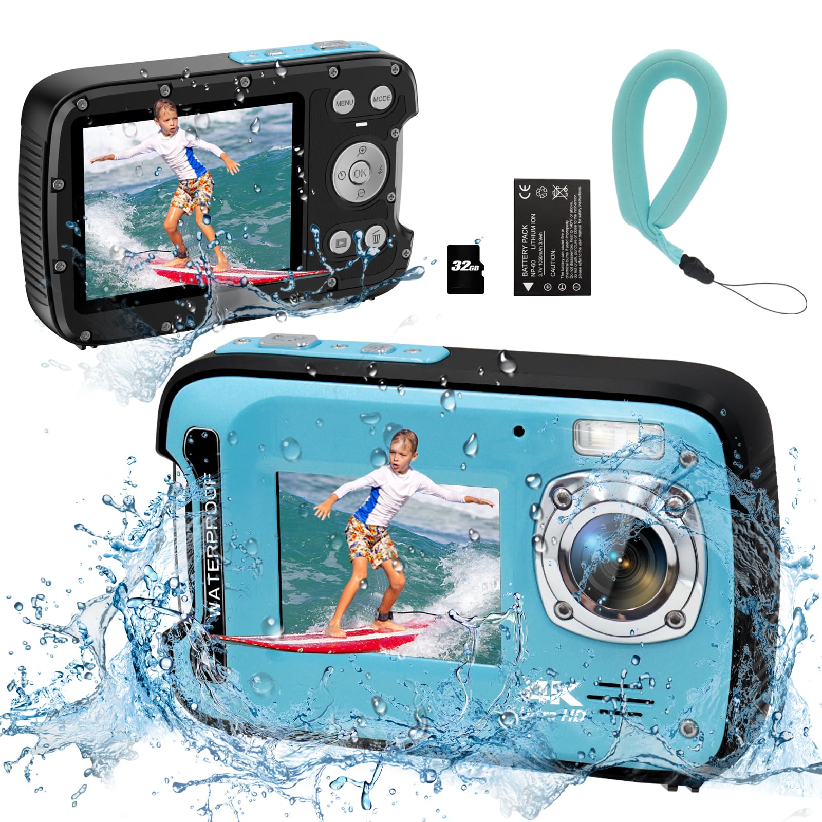 YEEIN Underwater Camera 4K 48MP Autofocus Selfie Dual Screen Waterproof Camera w