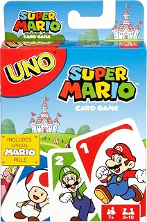 Mattel Games UNO Super Mario Card Game, 7+, 2-10 Players | Video Game-Themed Deck with Favorite Characters & Special Rule for Kids, Teens and Family Night
