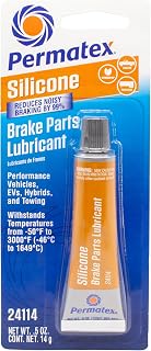 Permatex 24114 Silicone Brake Parts Lubricant, Eliminates Noisy Braking, Fortified with Ceramic Solids, Non-Melting Formula Compatible with Metal, Rubber & Plastic, .5 Fl Oz.