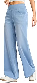 Rammus Wide Leg Jeans Woman High Waisted Pull On Stretchy Denim Pants