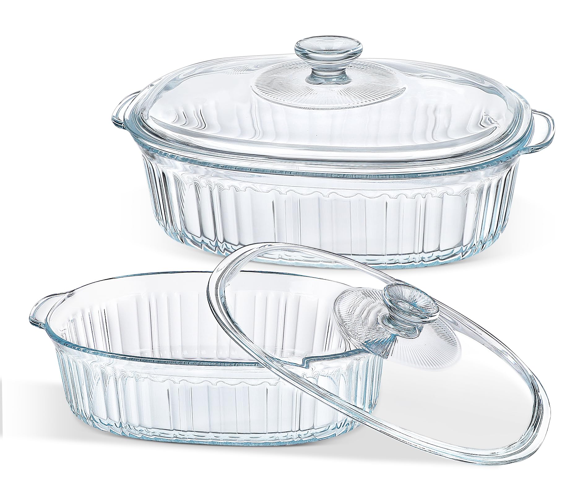 M MCIRCO 4-Piece Glass Casserole Baking Dish, Set of 2 Casseroles With Glass Lid