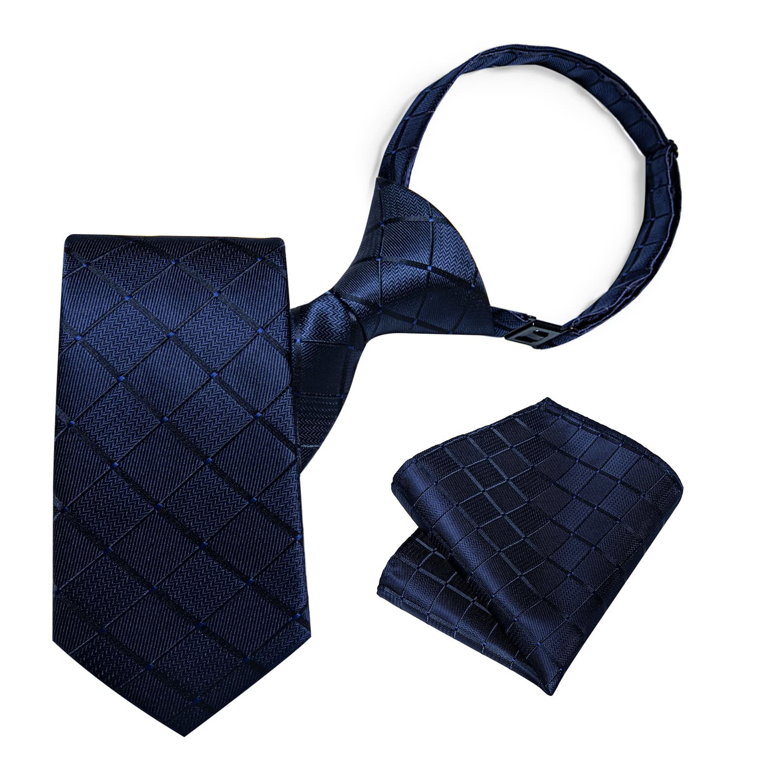 DiBanGu Boys Pre-Tied Neckties and Pocket Square Set Adjustable Strap Tie for Ki