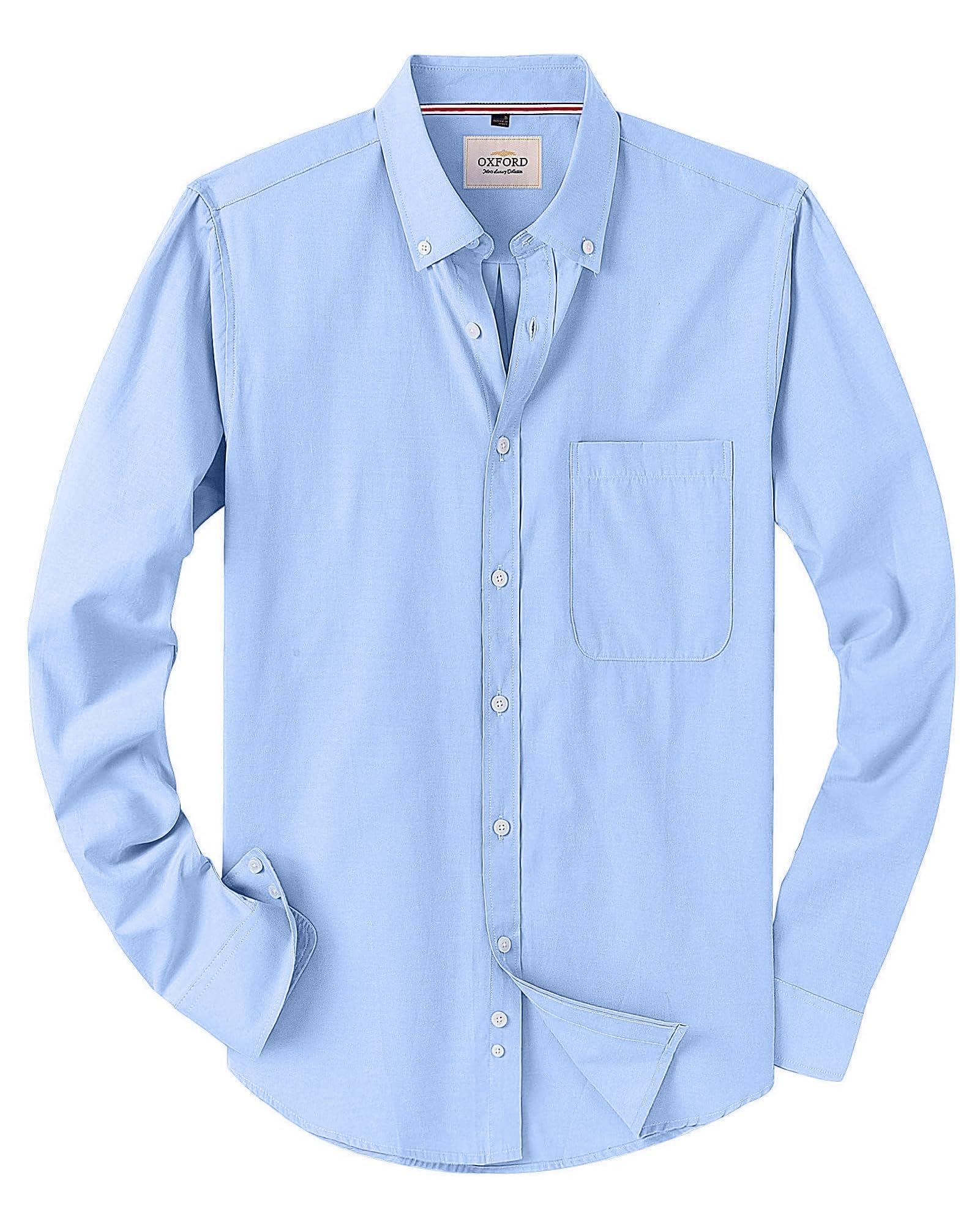 J.VER Oxford Men's Shirt Non-Iron Regular Fit Shirt Long Sleeve Casual Shirt Mad