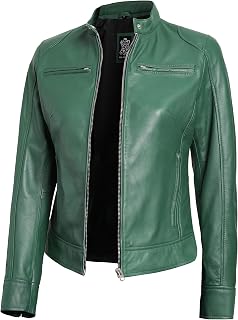 Decrum Leather Bomber Jackets - Shirt Collar Vintage Flight Jacket for Men