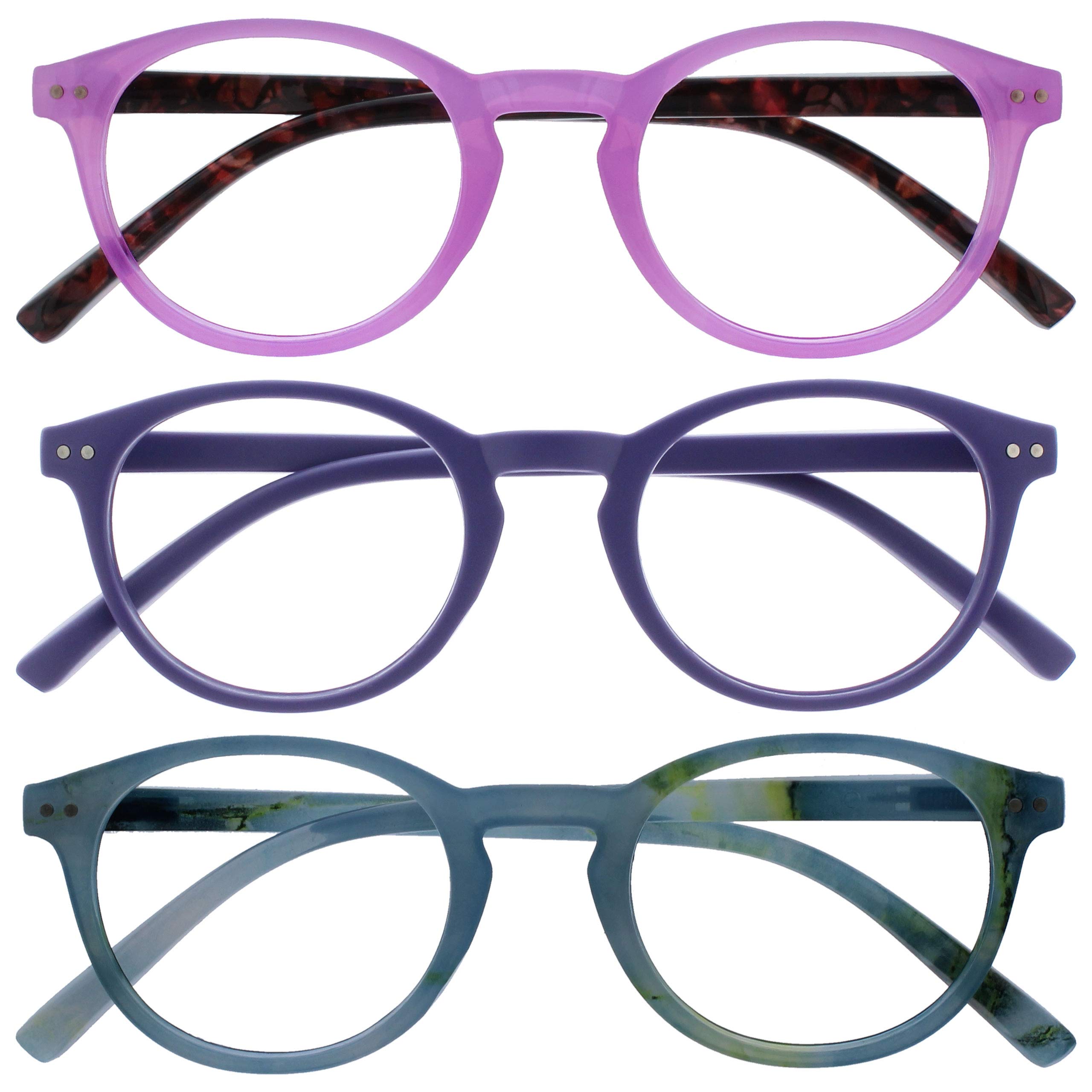 OPULIZE Zen Reading Glasses Cool Round Frame Spring Hinges Scratch Resistant Men