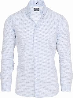 Nautica Slim Fit Mens Dress Shirts Long Sleeve Performance Polyester Fabric Wrinkle Free 4-Way Stretch