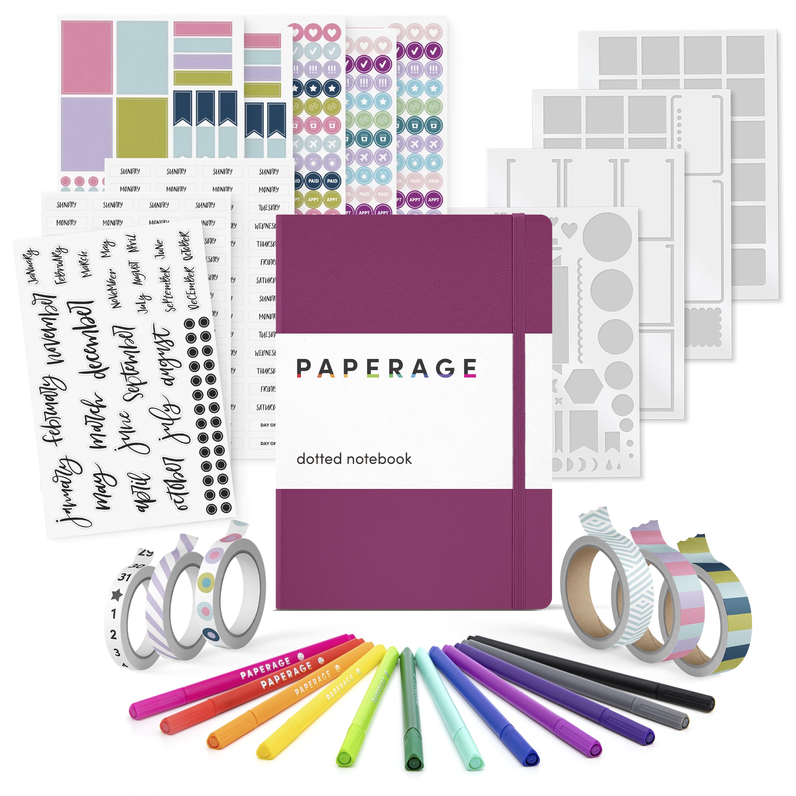 PAPERAGE Bullet Style Journal Kit, Dotted Journaling Set & Stationary Kit, Hardc