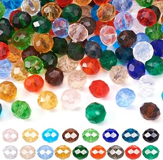200pcs Faceted Glass Beads 10x7mm for Jewelry Making, DIY Craft Making Earring Necklace Mixed Color