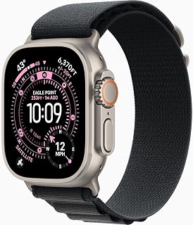 Apple Watch Ultra 3 [GPS + Cellular, 49mm] Natural Titanium Case with Black Alpine Loop, Large (Renewed)