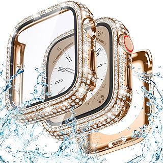 Bling Waterproof Case for Apple Watch Screen Protector 44mm Series 6/5/4/SE