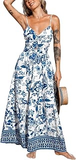 CUPSHE Women's Summer V Neck Strappy Bohemian Casual Beach Party Dress