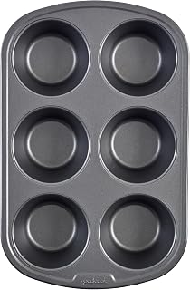 GoodCook Everyday Nonstick Steel Jumbo Texas Muffin Pan, 6-cup, Gray