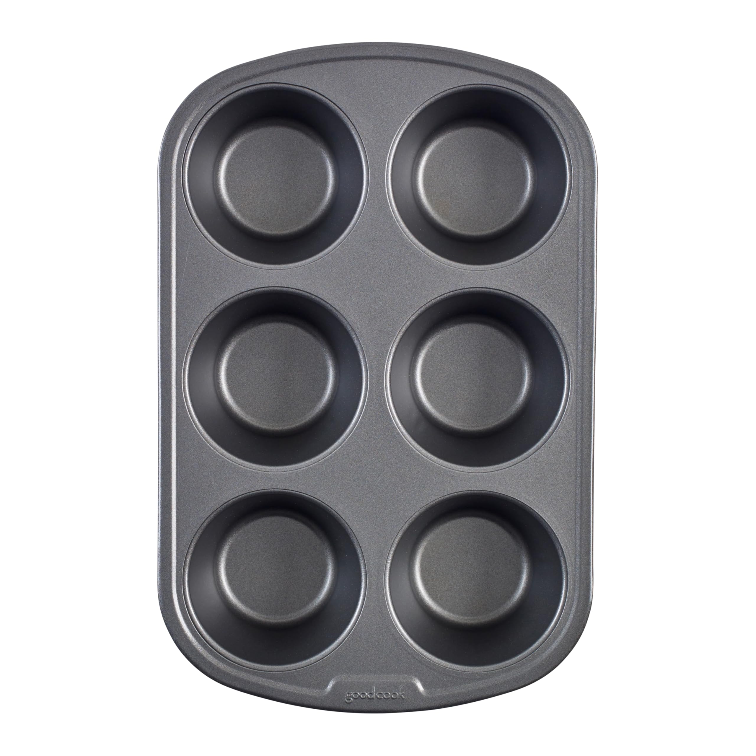 GoodCook Everyday Nonstick Steel Jumbo Texas Muffin Pan, 6-cup, Gray