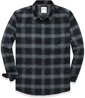 Dubinik® 6 oz Flannel Shirt for Men Cotton Casual Button Down Long Sleeve