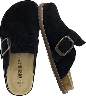 CUSHIONAIRE Blain Womens Genuine Suede Clogs Memory Foam Stylish Buckle Comfortable Non Slip Wide Available