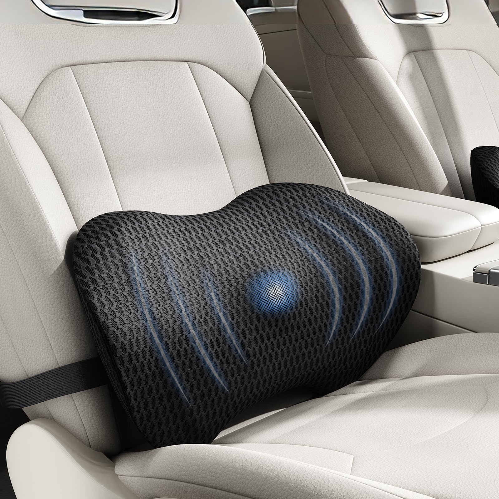 BYMECOST Lumbar Support Pillow for Car, Ergonomic Back Cushion | Memory Foam Low