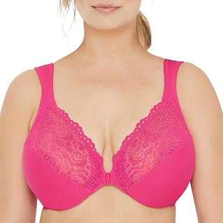 Glamorise Wonderwire Front-Closure Bra Underwire #1245 Women's V-Neck Bra (Pack of 1)