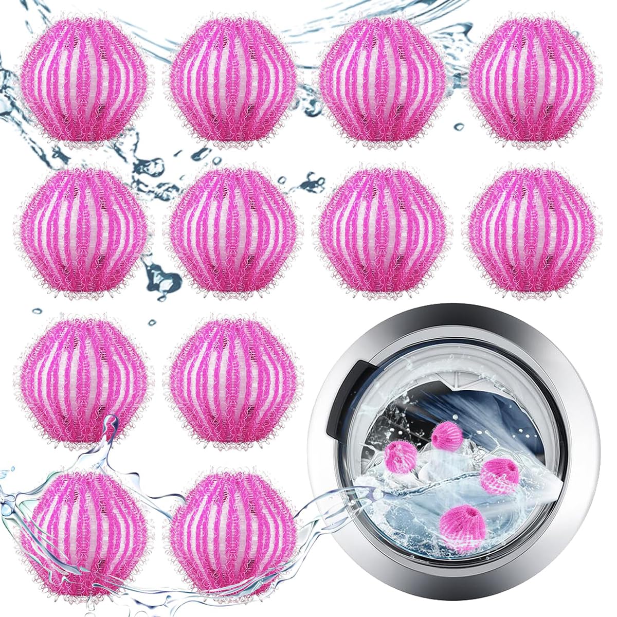 12 Pcs Pet Hair Remover for Washer Dryer Ball Reusable Washing Machine Hair Catc