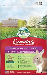 Oxbow Essentials Senior Rabbit Food, High-Fiber Rabbit Pellets, 4 lb | High-Fiber, Uniform Rabbit Food Pellets, Vitamins And Minerals, Complete Diet for Senior Rabbits, Prevents Selective Feeding