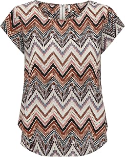 ONLY Women’s Onlvic S/S Solid Aop Top, Ptm T-Shirt, Blouse Shirt, Short Sleeves