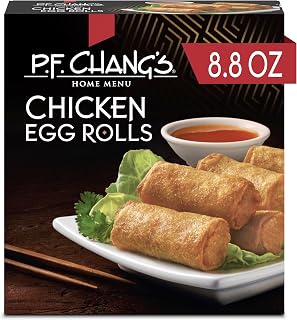 P.F. Chang’s Home Menu Chicken Egg Rolls, Frozen Appetizer, 8.8 OZ | 6g protein per serving; easy microwave asian-inspired frozen appetizer; bring restaurant-inspired sides home