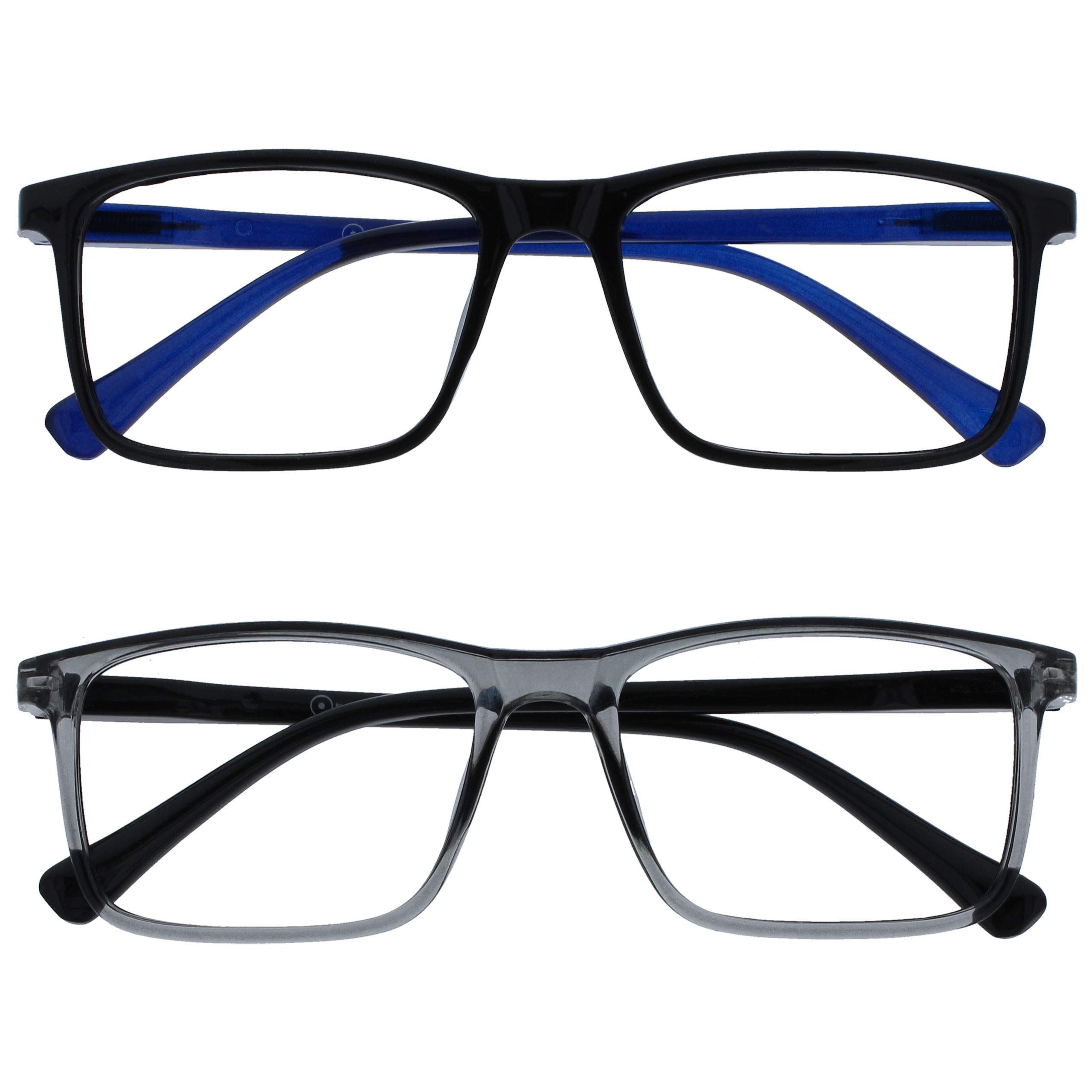 OPULIZE Ink Pack 2 Short Distance Glasses Myopia Large Black Grey Men Women MM4-