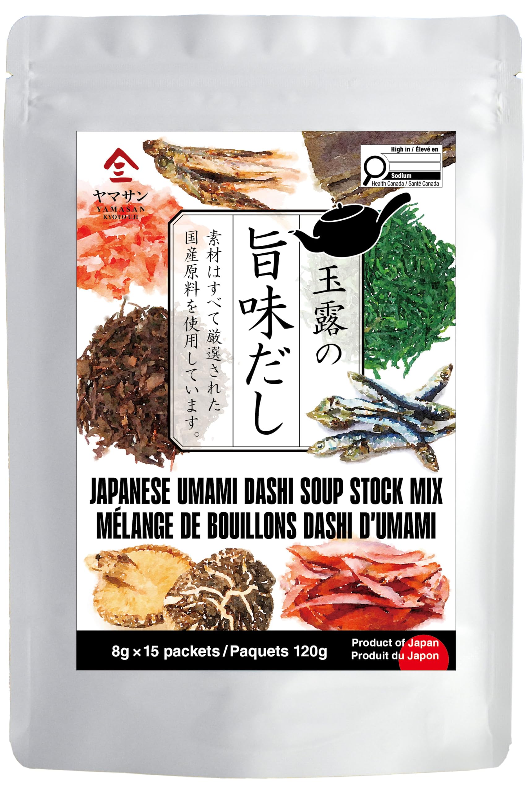 YAMASAN KYOTO UJI Dashi Stock Packets Soup Base 8g x 15 Packs | Authentic Japane
