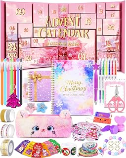 Advent Calendar 2026 for Girls 6-14, 24-Day DIY Journal & Arts Craft Kit | Stationery & Diary Supplies, Creative Journal Projects, Colourful Stickers, DIY Decor, Self-Expression, Christmas Gift