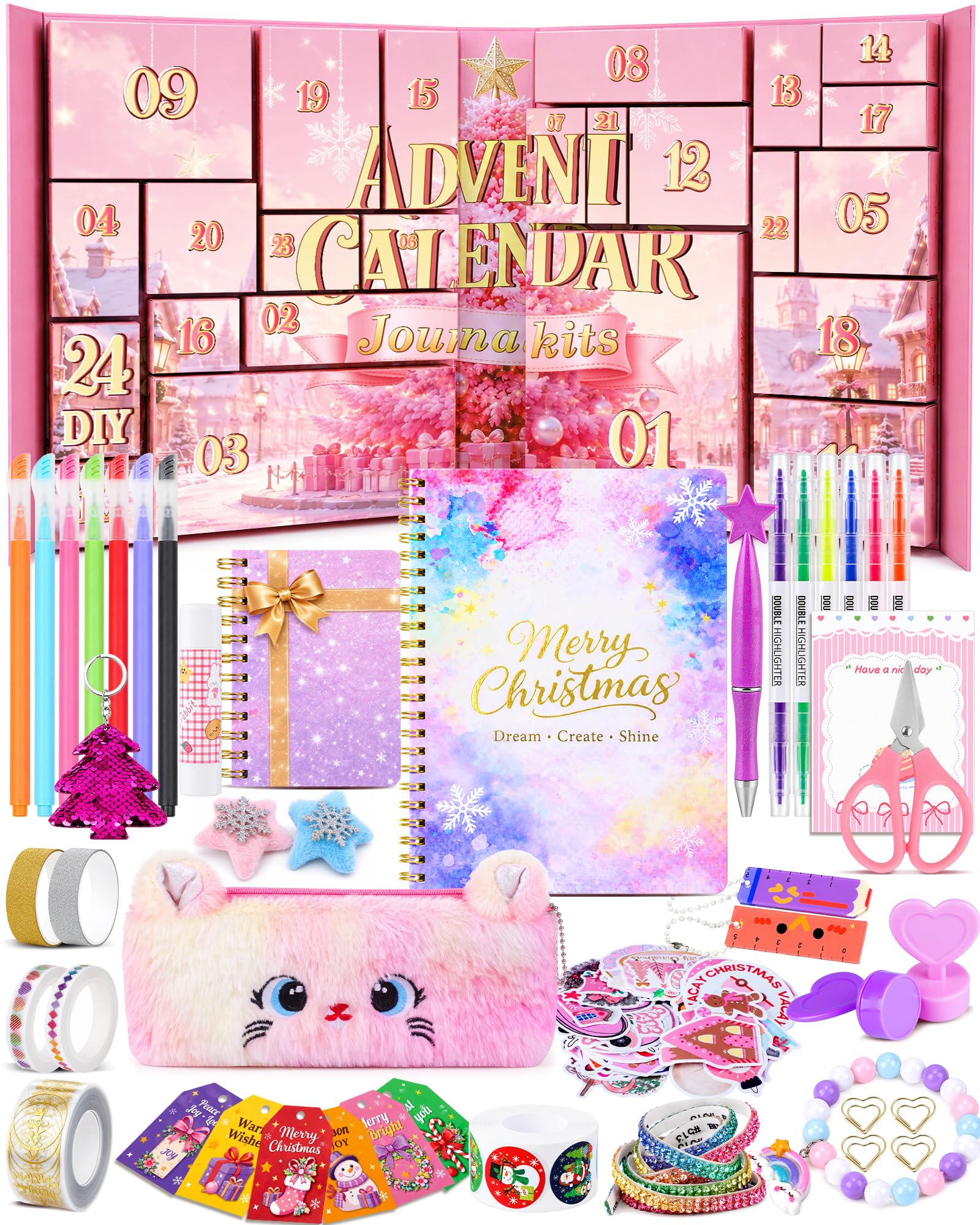 Advent Calendar 2026 for Girls 6-14, 24-Day DIY Journal & Arts Craft Kit | Stati