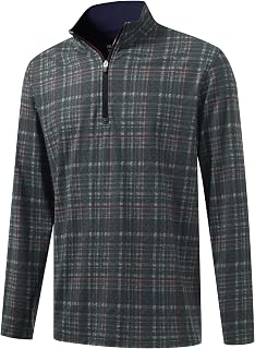M MAELREG Quarter Zip Golf Pullover Men Dry Fit Long Sleeve Performance Wicking 1/4 Zip Full Print Pullover Mens Sweatshirt