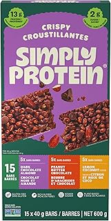 Simply Protein Best Sellers Variety Pack Protein Bars, Gluten Free, Vegan, High Protein Snacks, 15 Count