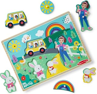 Melissa & Doug Ms. Rachel Wooden Song Peg Puzzle | Musical Toys for Toddlers, Early Sound Learning for Kids | Age 2-5 - FSC Certified
