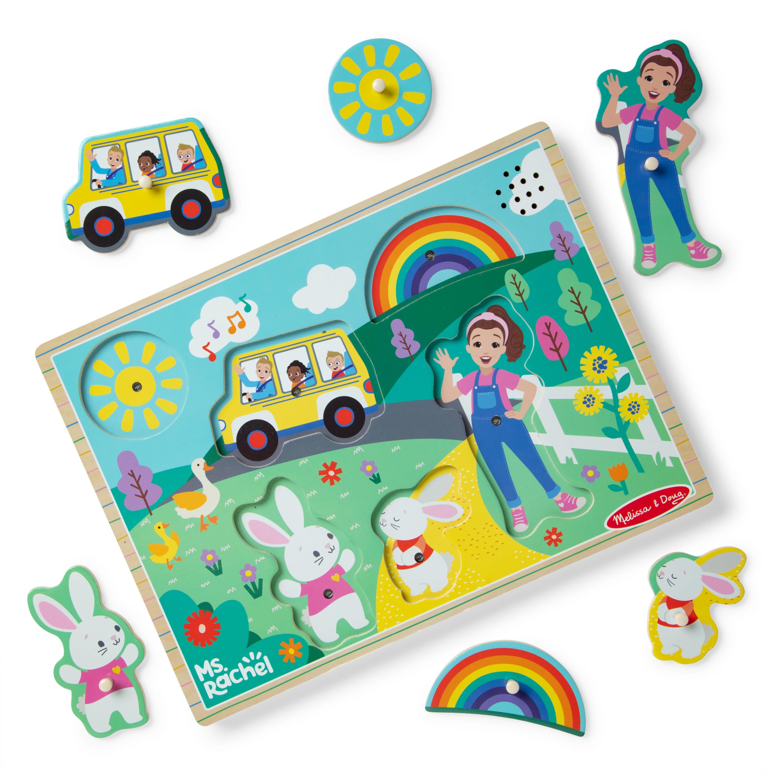 Melissa & Doug Ms. Rachel Wooden Song Peg Puzzle | Musical Toys for Toddlers, Ea