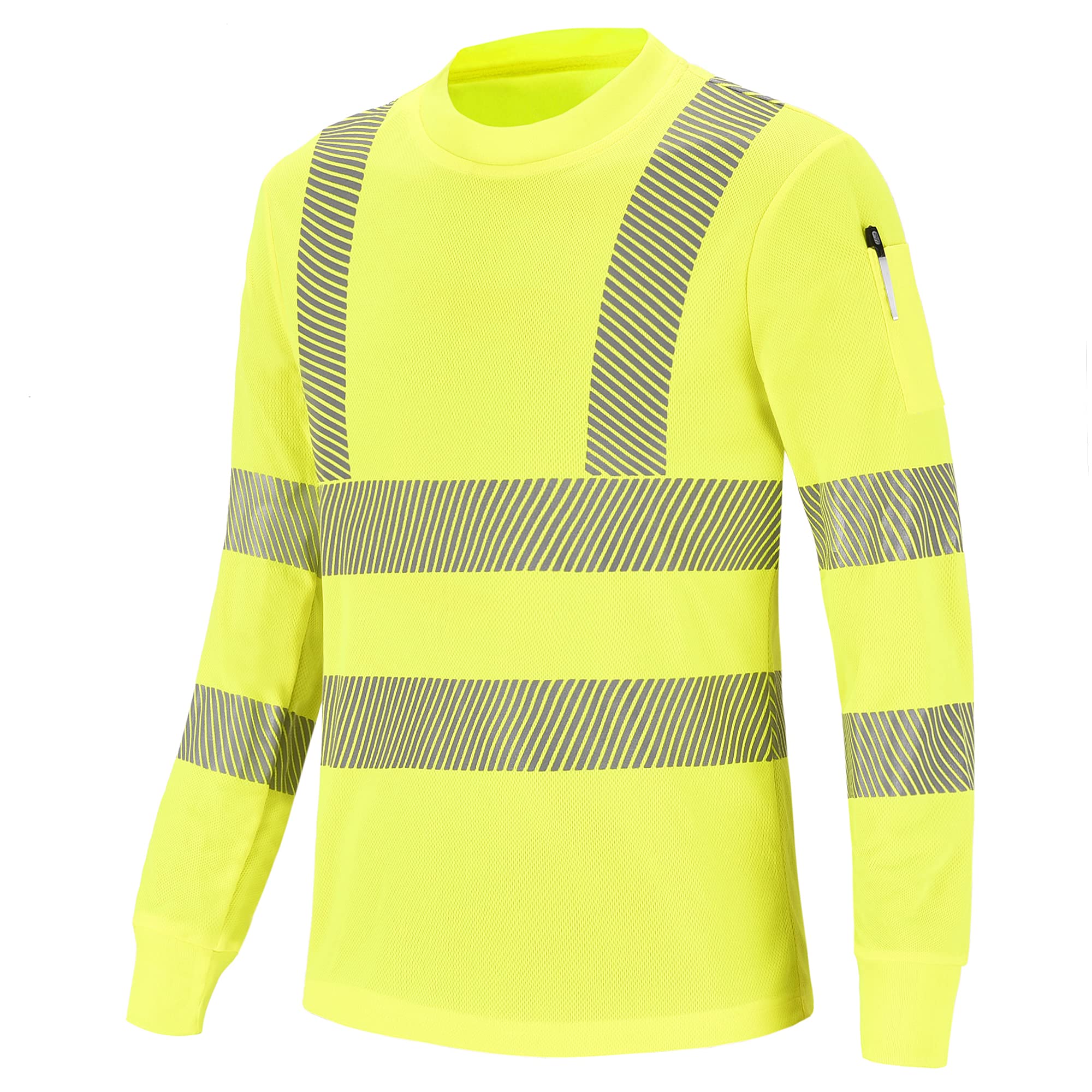 AYKRM T Shirt with Long Sleeves Work Technique High Visibility Yellow Orange Flu