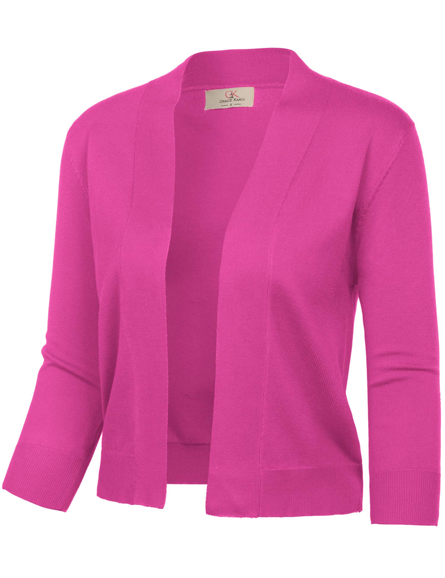 GRACE KARIN Women's 3/4 Sleeve Cardigan Knit Sweater Cropped Front Shrug Bolero