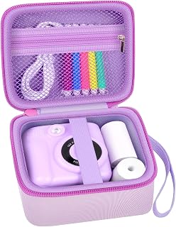 PAIYULE Kids Instant Print Camera Case for ESOXOFFORE for Dylanto Purple | for GREENKINDER,for Gofuly,for DUDUDRAGON,for Zostuic Digital Video Prints Camera,Hard Shell,Mesh Pocket,Strap