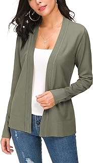 EXCHIC Women's Casual Long Sleeves V-Neck Open Front Knit Cardigan