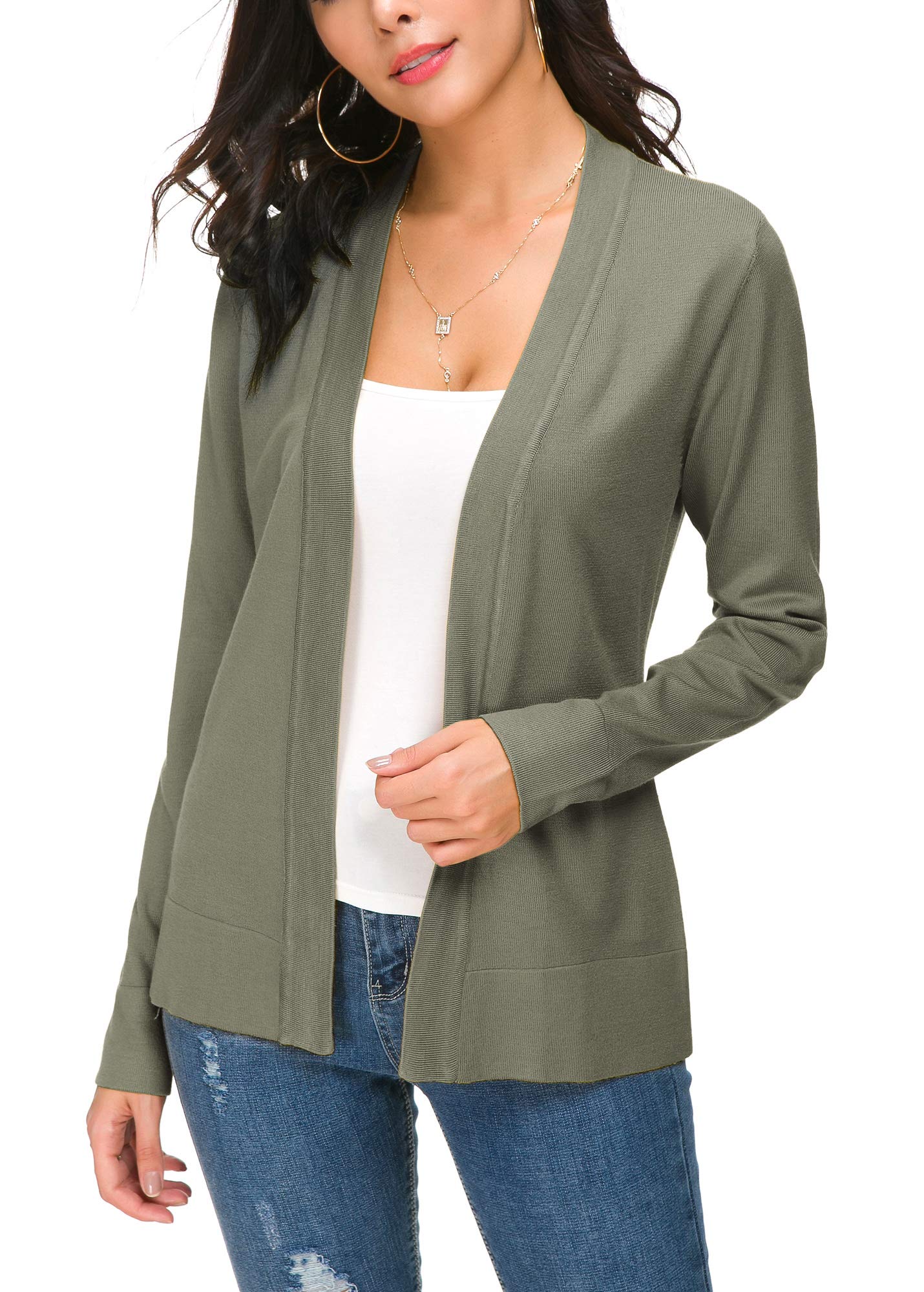 EXCHIC Women's Casual Long Sleeves V-Neck Open Front Knit Cardigan